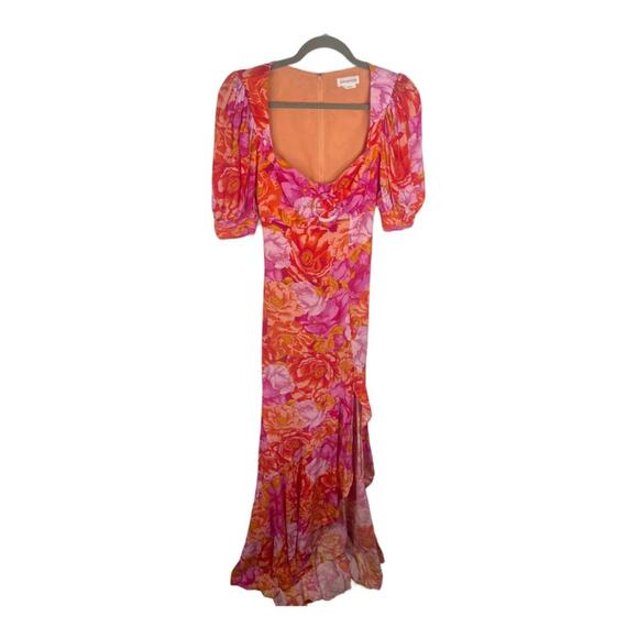 Lovers and Friends Morgan Maxi Dress Blouson Sleeves Chai Floral Print Size XS - Picture 4 of 16